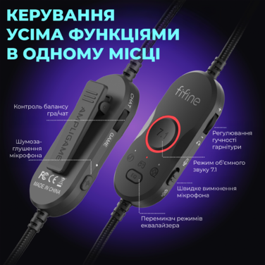 Навушники Fifine H16 7.1 Black RGB