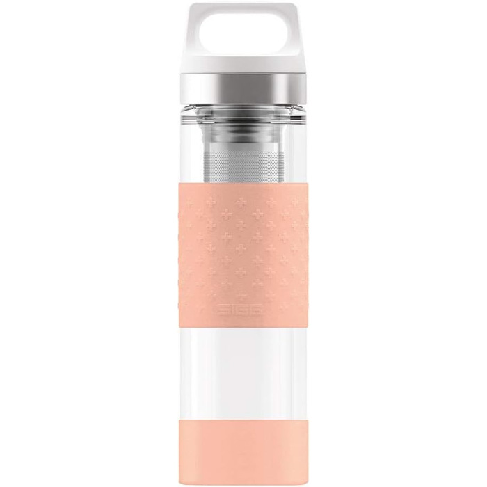 Термобутилка SIGG Hot & Cold 0.4 л скляна з силіконовим захистом, ізольована, без шкідливих речовин, рожевий Shy Pink