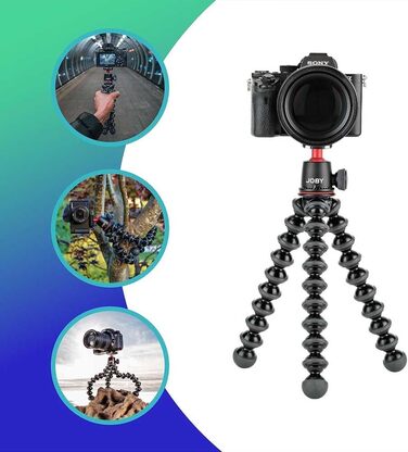 Гнучкий штатив JOBY GorillaPod 3K Kit з кульовою головкою для дзеркальних та бездзеркальних камер, навантаження до 3 кг, чорний, виробництво Італія