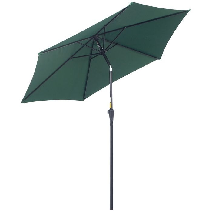 Аутсонячна шарнірна парасолька Garden Parasol Market Парасолька з ручною рукояткою Alu 180/㎡ Поліестер темно-зелений ∅2,6 x 2,35 м