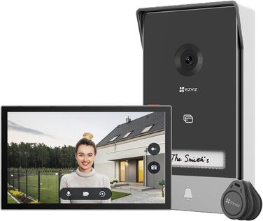 Відеодомофон EZVIZ HP7 2K з камерою, 7'' сенсорний екран, розпізнавання людей, двосторонній аудіозв'язок, Wi-Fi 2.4/5 ГГц, підтримка відкриття дверей