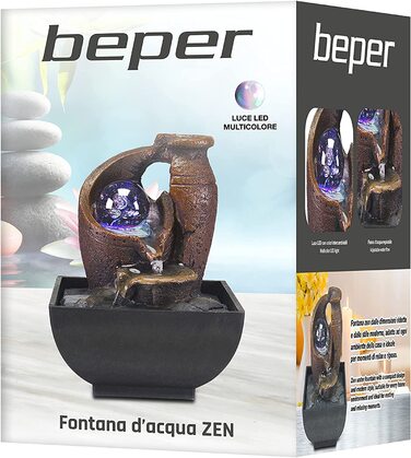Декоративний кімнатний фонтан BEPER Amphora з підсвіткою, чорний, смола, компактний