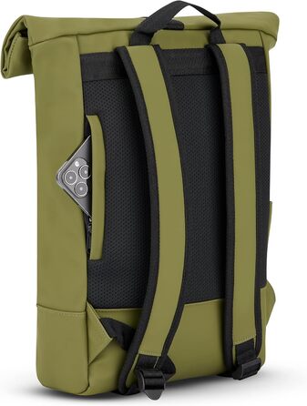 Рюкзак Johnny Urban Harvey Medium ролтоп, 15 л, водостійкий, оливковий, з відділенням для ноутбука, універсальний для міста, роботи, навчання, матове PU-покриття
