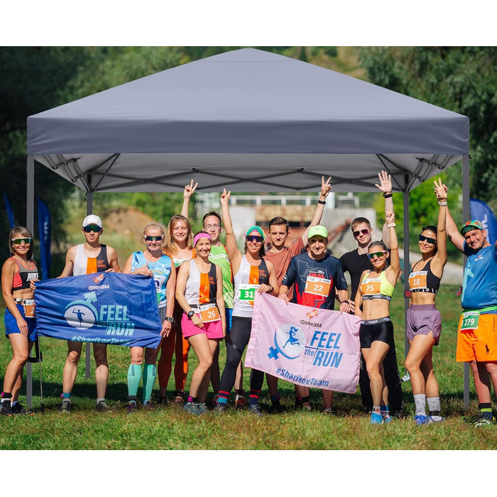 ABCCANOPY Павільйон садовий водонепроникний розкладний 2.5x2.5м сірий з центральним замком