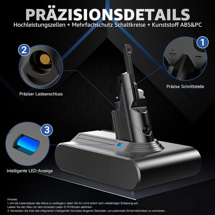 Акумулятор для пилососа Dyson V7 Absolute/Animal/Motorhead/Fluffy: Оригінальний акумулятор + 5 фільтрів + 2 гвинти