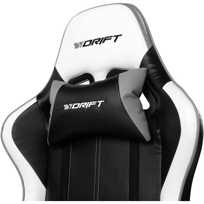 Ігрове крісло DRIFT DR175GRAY, професійне, екошкіра, 2D підлокітники, клас 4, обертальне, чорний/сірий