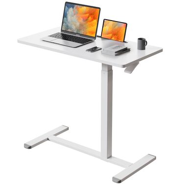 Регульований мобільний стіл для ноутбука Gibbon Mounts 80x40 см, білий - стоячий стіл, приліжкова тумбочка для дому/офісу