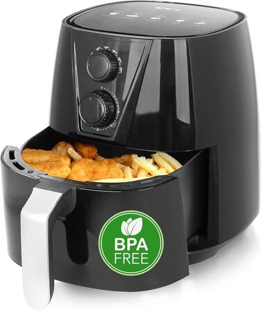 Фритюрниця Emerio AF-126667 SmartFryer, аерофритюрниця без олії, 3.8 л, 1450 Вт, швидке нагрівання, BPA-free, Cool Touch, чорна
