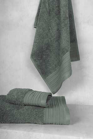 Рушник для душу Jilda-Tex Premium, 100% бавовна, махровий, зелений, 70x140 см, 2 шт, лляна текстура