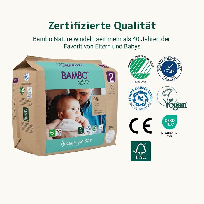 Дитячі підгузки Bambo Nature розмір 4 (7-14 кг), місячний бокс, 144 шт.