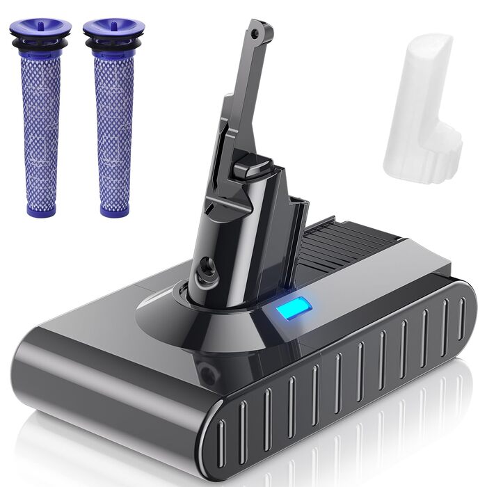 Акумулятор Dyson V7/SV11 (замінний) з LED дисплеєм + 2 фільтри, викрутка, гвинти, блокування кнопки | Оригінал