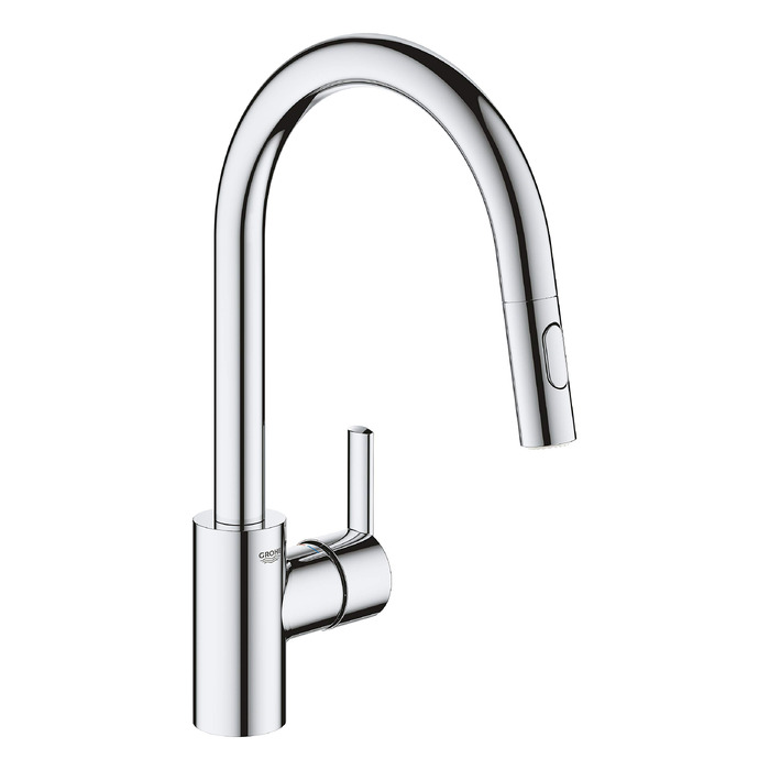 Змішувач кухонний GROHE Feel з висувним душем, 360° поворотний, економія води, хром (31486001)