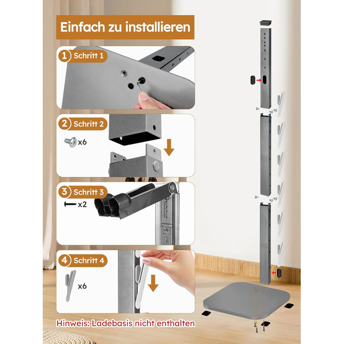 Стійка для пилососа Dyson Gen5 V15 V12 V11 V10 V8 V7 V6 – на підлогу, з 6 гачками, срібляста