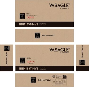 VASAGLE Висока шафа для ванної кімнати, вузька, з відкритою полицею та скляними дверцятами, регульованими полицями, на ніжках, колір хмарно-білий, BBK163W01