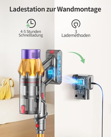 Акумуляторний пилосос SunSare 600W 50000Pa 65хв з дисплеєм та зарядкою, тихий для підлоги, килимів, шерсті тварин