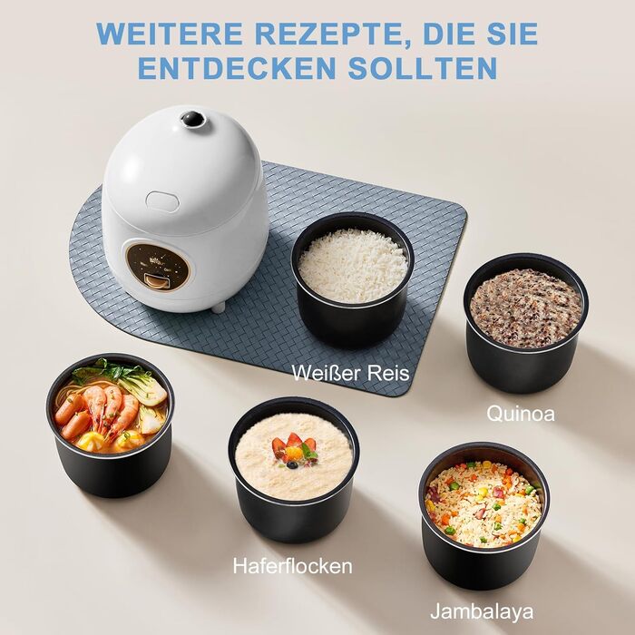 Рисварка Bear 1.2л (2 чашки) біла: мініатюрна, з антипригарним покриттям, BPA-free, портативна