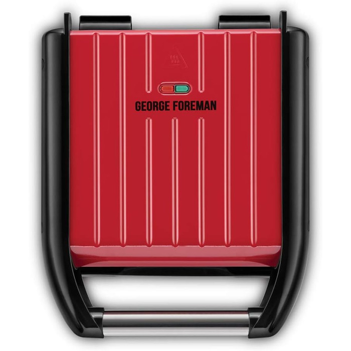 Контактний гриль George Foreman 24x17 см, червоний, для м'яса, риби, овочів, паніні та сендвічів, компактний, до 3 порцій, зменшує до 42% жиру