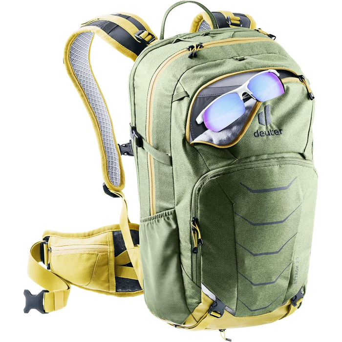 Велорюкзак Deuter Attack 20 із захистом, 20 л, хакі-куркума