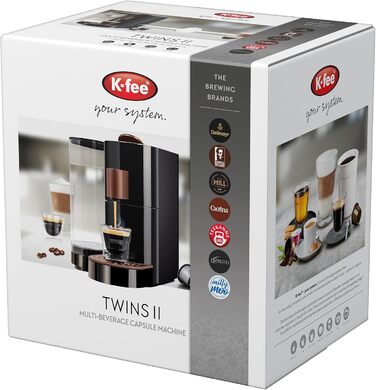 Кавомашина K-FEE TWINS II для кави, чаю та какао | 19 Bar | 2.3 л резервуар | Чорно-мідний колір | Швидкий нагрів