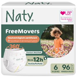 Підгузки-трусики Naty FreeMovers, розмір 5 (12–18 кг), 80 шт, гіпоалергенні