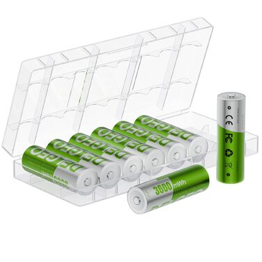 Набір акумуляторів AA 1.5V Li-ion 3600mWh (8 шт.) з зарядним пристроєм, перезарядні літієві батарейки