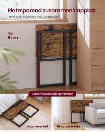 Складний стіл VASAGLE для дому та офісу, 80x40 см, вінтажний коричневий - комп'ютерний стіл, письмовий стіл