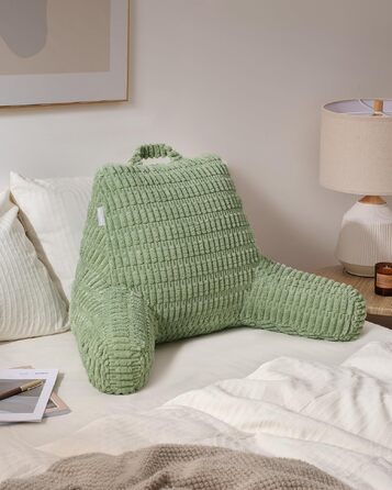 Подушка для читання Blissful Diary з піною Memory Foam для спини, для дорослих та дітей, для ліжка та дивана, з підлокітниками, кишенями, знімним чохлом, колір шавлії