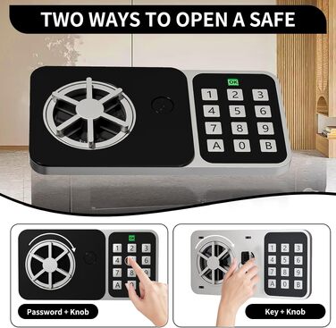 Цифровий міні-сейф Safe Tresor на 6,8 л, чорний: компактний домашній сейф для офісу та шафи з електронним замком та 2 ключами, 23 x 17 x 17 см