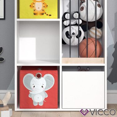 Дитяча полиця Vicco Luigi, біла, 72x107,8 см, з 2 складними коробами