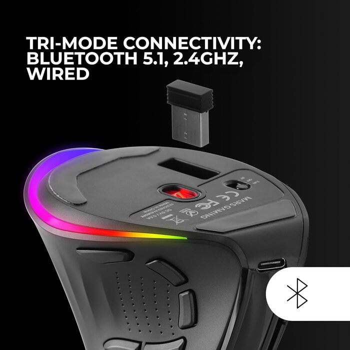 Бездротова ігрова миша Mars Gaming MMSK, RGB Flow, ультралегка 79г, 3200 DPI, біла
