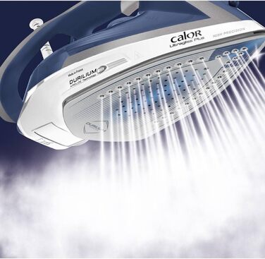 Праска Calor Ultragliss Plus 2800 Вт, парова, 50 г/хв, паровий удар 260 г/хв, антипригарна підошва, вертикальне відпарювання, автоматичний пар, синьо-срібляста, преміум