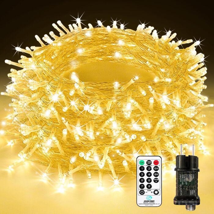 Світлодіодна гірлянда для вулиці 60м, 300 LED вогників теплого білого кольору, різдвяна ілюмінація