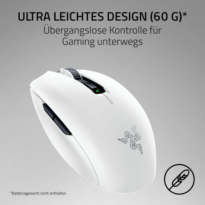 Ігрова бездротова миша Razer Orochi V2 HyperSpeed та Bluetooth, оптичний сенсор 18K DPI, 60 г, біла