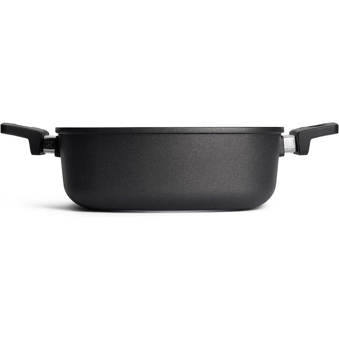 Каструля квадратна Woll Nowo Titanium 28x28 см з кришкою, 6 л, алюмінієва, для газових, електричних, склокерамічних, галогенових плит, не для індукції, з двома ручками, жаростійка