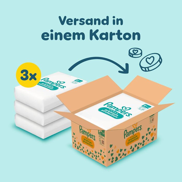 Підгузки Pampers Premium Protection розмір 3 (6-10 кг), 204 шт, преміум захист від протікань та подразнень шкіри