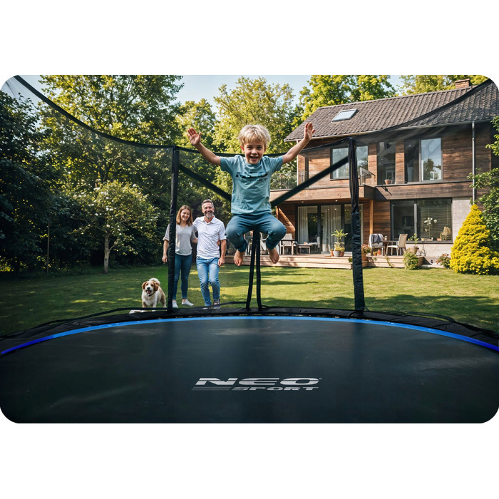 Батут із захисною сіткою Neo-sport 374 см FT 12 (365-374 см)