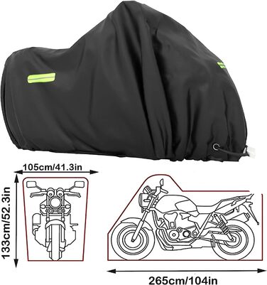 Водонепроникний чохол для мотоцикла XXXL, захисна накидка для Harley-Davidson, Kawasaki, Suzuki, Honda, 265x105x133 см, для вулиці, зима