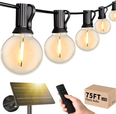 Гірлянда вулична LED 45м G40, тепла біла, IP44, для саду, тераси, весіль, свят, 24V (Солярна - 22м)