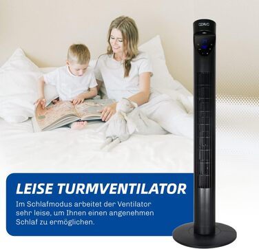 Вентилятор вежовий Turmventilator з пультом, LED-дисплеєм, 3 швидкості, таймером, 70° осциляція, 3 режими, 50W, 97.5 см, чорний