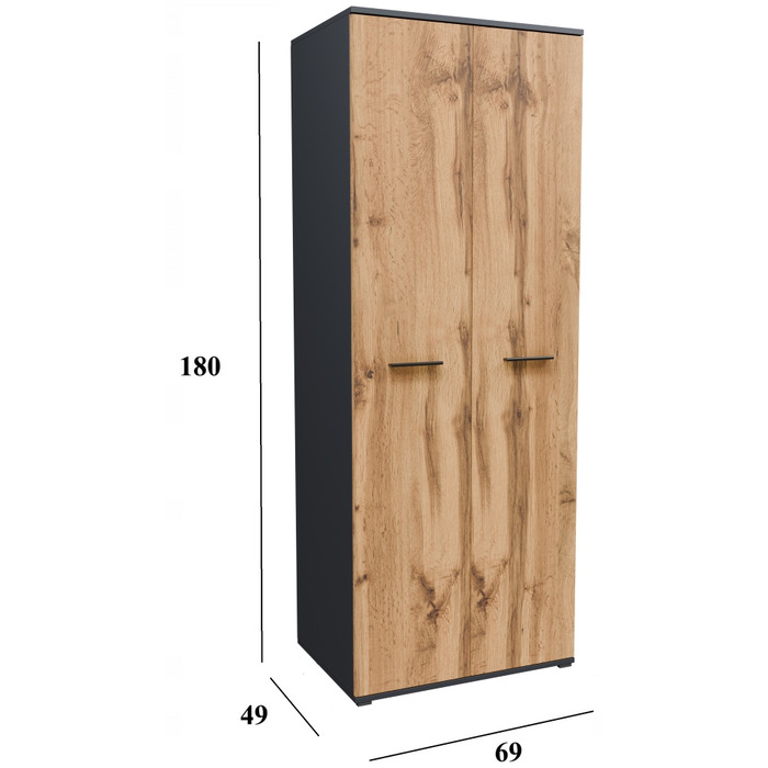 Стелаж Matkam 69 x 180 x 49 см, дуб вотан/графіт