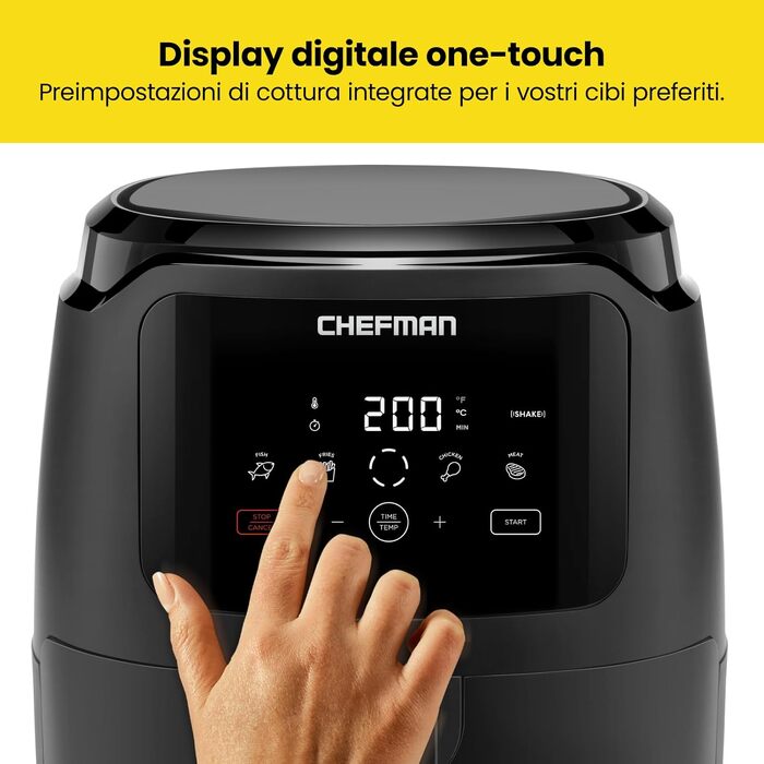 Електрична аерофритюрниця Chefman 4.75 л, цифрова керування One Touch, антипригарне покриття, чорна
