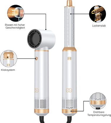 Airstyler 5-в-1: Професійний набір для укладки волосся з гарячою щіткою, феном з іонізацією, автоматичним завивачем для локонів та об'єму