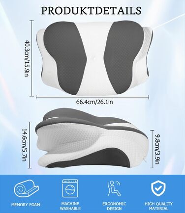 Ортопедична подушка з ефектом пам'яті (Memory Foam) для шиї та голови, ергономічна антихрапічна подушка для сну на боці, спині та животі