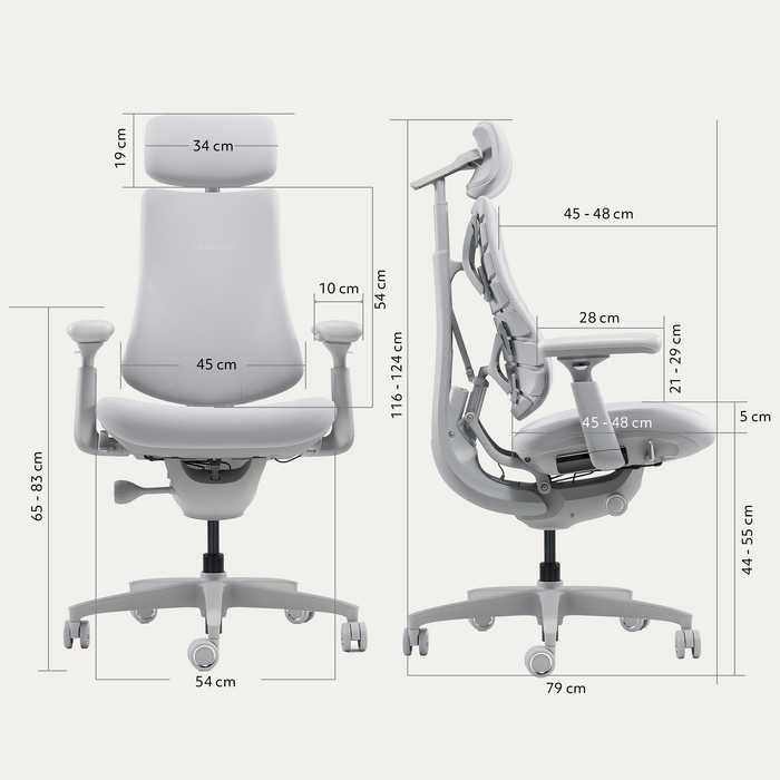 Крісло офісне ергономічне LiberNovo Omni Space Gray 48 см