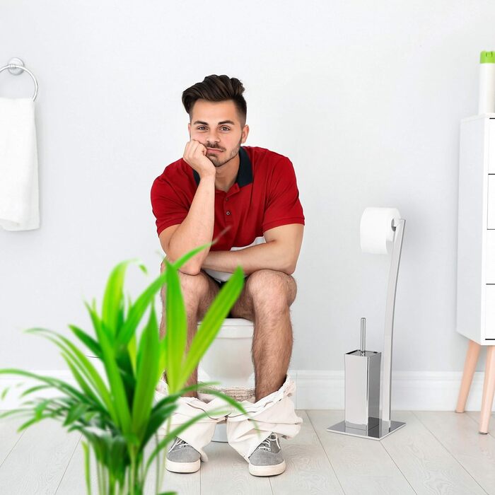 Комплект для туалету Relaxdays WIMEDO, кутовий, 71x20x20 см, тримач для туалетного паперу та щітки з нержавіючої сталі з покриттям, мідний, підлоговий