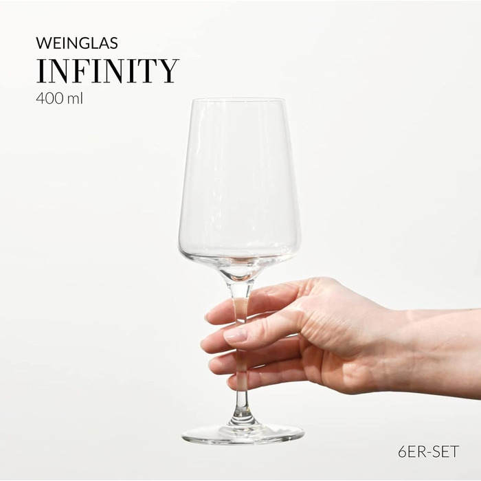 Набір келихів для білого вина та шампанського Krosno Infinity, 400 мл, 6 штук, кришталеве безсвинцеве скло, елегантний дизайн, для дому, ресторанів та вечірок, можна мити в посудомийній машині