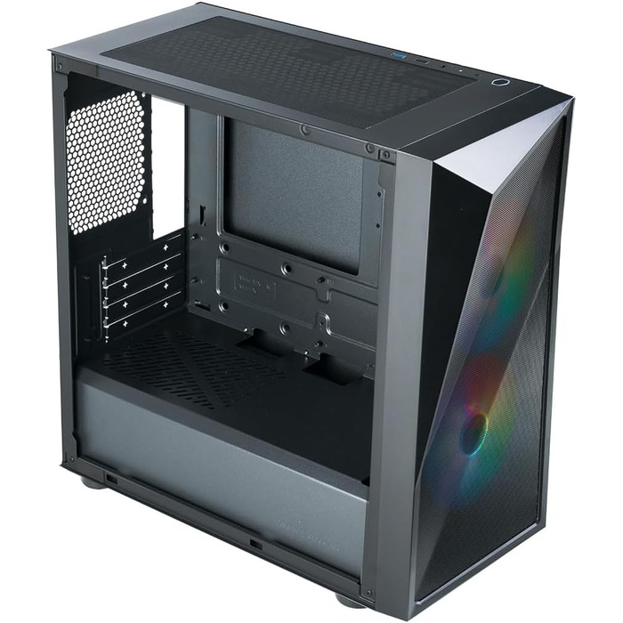 Корпус для ПК Cooler Master CMP 320 Mini-Tower, чорний, Micro-ATX, скляна бічна панель, 2x 120 мм ARGB вентилятори, підтримка різних компонентів, з кришкою для блоку живлення