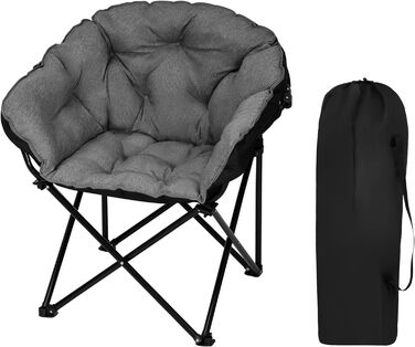 Складаний кемпінговий стілець WOLTU Moon Chair XXL до 150 кг, м'який оксамитовий крісло для кемпінгу, риболовлі, саду, балкона та дому