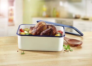 Емальований контейнер HoneyWare CLASSIC LINE 2,8 л з кришкою, висока, для зберігання їжі, термостійкий до 400°C, підходить для духовки, плити, гриля