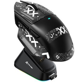 Ігрова миша Attack Shark V6 Superlight 65г з магнітною док-станцією, сенсор PixArt PAW3311, 25000 DPI, 500 mAh, три режими підключення (BT/Wireless/Wired), ергономічна, чорна